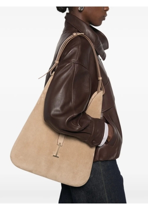 TOM FORD T-clasp suede shoulder bag - Neutrals