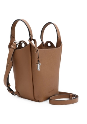 Tod's logo-embossed leather bucket bag - Brown