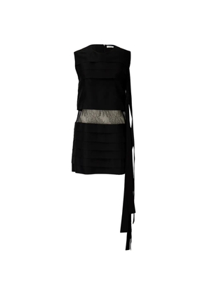Ferragamo lace-panelled tiered mini dress - Black