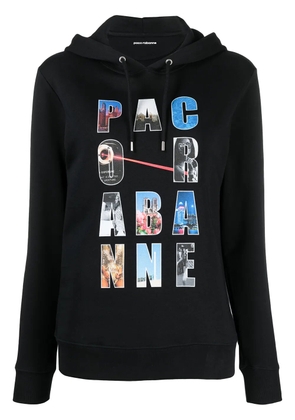 Rabanne logo-print drawstring hoodie - Black