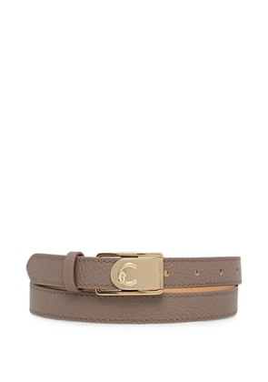 Coccinelle logo-plaque pebbled belt - Brown