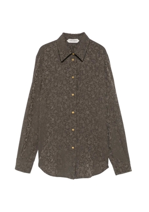Alberta Ferretti floral-jacquard pussy-bow shirt - Grey