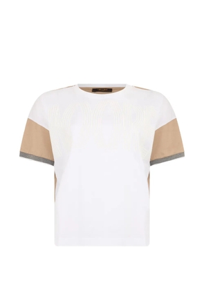 Moorer logo-print panelled T-shirt - White