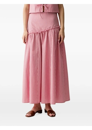 Benetton striped asymmetrical-waist ruffled maxi skirt - Pink