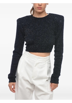 ROTATE BIRGER CHRISTENSEN padded-shoulder lurex cropped sweater - Black