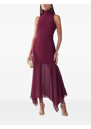 ST MRLO Oro high-neck handkerchief-hem midi dress - Red