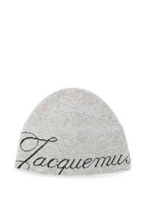 Jacquemus script-logo beanie hat - Grey
