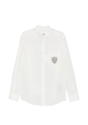 MM6 Maison Margiela logo-patch mandarin-collar shirt - White