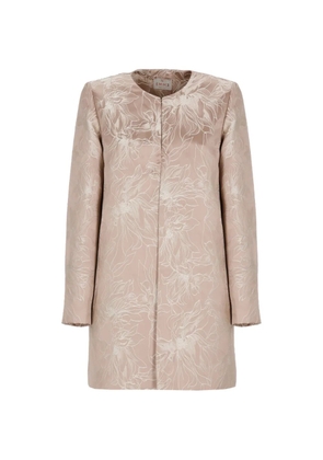 EMME floral-embroidered lurex-detail coat - Pink
