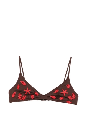 MC2 Saint Barth Paloma bead-embellished triangle bikini top - Brown