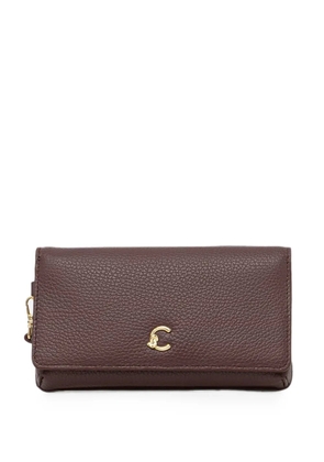 Coccinelle small C-Me logo-plaque pebbled clutch bags - Brown