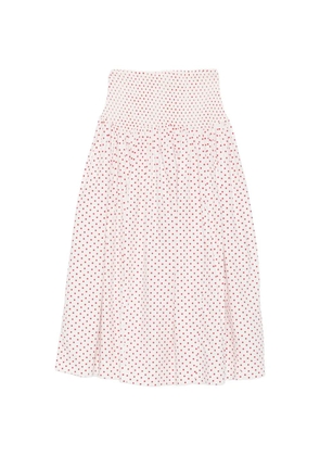 DAMSON MADDER Layla polka-dot smocked midi skirt - White