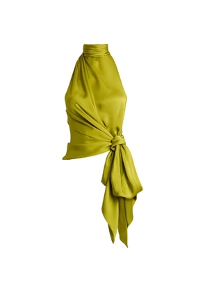 Balmain open-back silk chiffon top - Green
