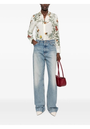 alice + olivia floral-print silk-blend shirt - Neutrals
