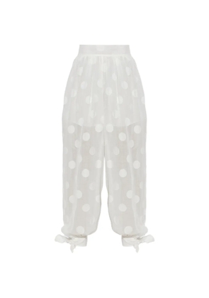 ZIMMERMANN polka dot tie-fastening trousers - White