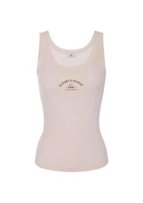 Elisabetta Franchi logo-patch ribbed-knit top - Neutrals
