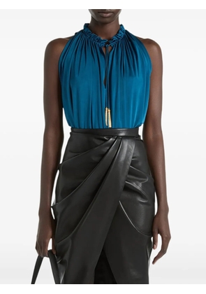 Balmain pleated flowing jersey top - Blue