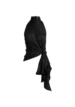 Balmain open-back silk-chiffon top - Black