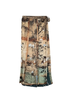 Pierre-Louis Mascia Doxgr landscape-print pleated maxi skirt - Neutrals