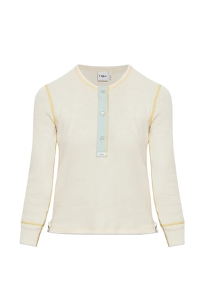 Chloé contrast-stitch button-placket long-sleeve top - Neutrals