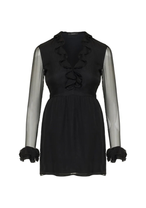 Gucci ruffled silk-chiffon A-line mini dress - Black