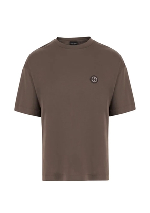 Giorgio Armani logo-patch T-shirt - Brown