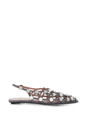 The Attico Grid mirror-embellished suede pumps - Grey