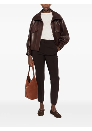Max Mara Mxmacino logo-plaque trousers - Brown