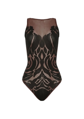 Wolford rose-pattern sleeveless sheer bodysuit - Brown