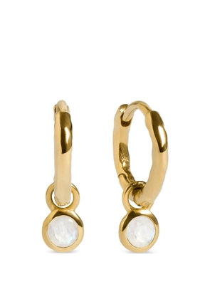 Monica Vinader moonstone-pendant hammered hoop earrings - Gold
