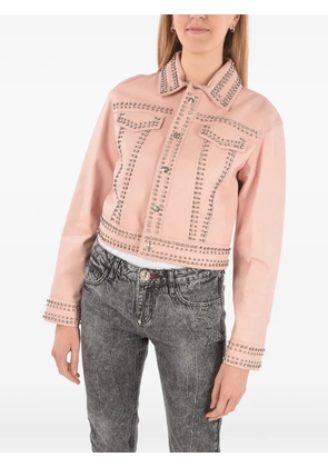 Philipp Plein crystal-embellished leather jacket - Pink