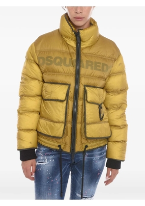 DSQUARED2 logo-print quilted jacket - Yellow
