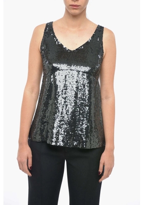 P.A.R.O.S.H. Gentle sequin-embellished sleeveless tank top - Black