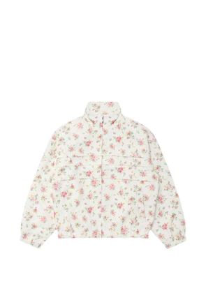 SHUSHU/TONG floral-print pleated bomber jacket - White