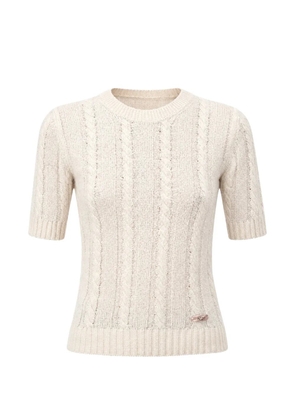 Nº21 cable-knit short-sleeve sweater - Neutrals