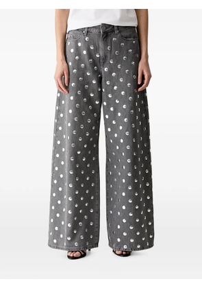 Karl Lagerfeld stud-embellished wide-leg jeans - Grey