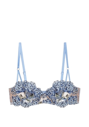 Fleur Du Mal Hydrangea embroidered balconette bra - Blue