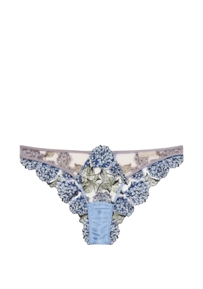 Fleur Du Mal Hydrangea embroidered briefs - Blue