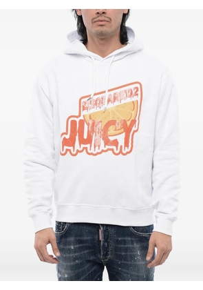 DSQUARED2 logo-print brushed hoodie - White