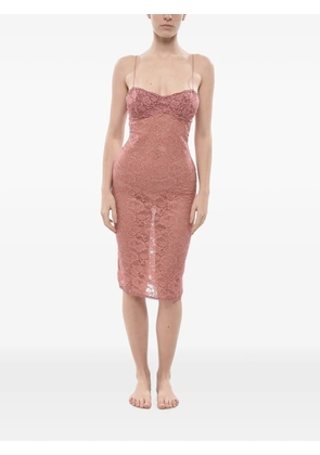 Oséree lace-overlay fitted midi dress - Pink