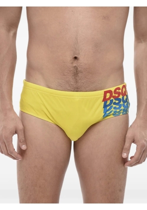 DSQUARED2 logo-print elasticated swim briefs - Yellow