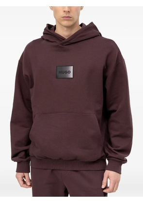 HUGO logo-patch pouch-pocket hoodie - Red