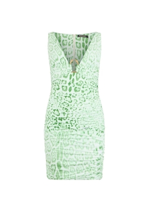 Roberto Cavalli leopard-print ruched mini dress - Green