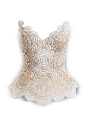 Gemy Maalouf embroidered strapless corset - White