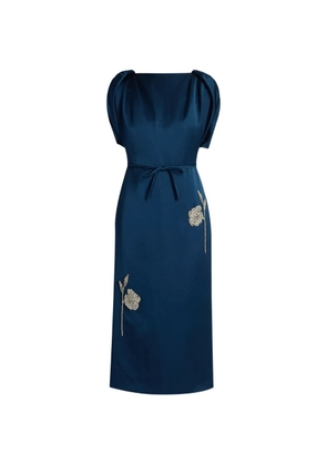 ERDEM embroidered satin midi party dress - Blue
