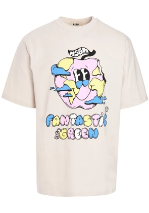 MSGM graphic-print cotton t-shirt - Neutrals