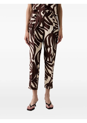 Benetton leaf-print pleated trousers - Brown