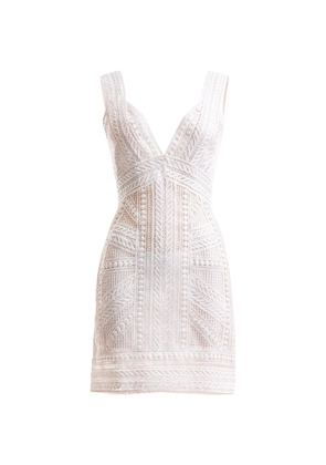 Gemy Maalouf geometric-lace fitted dress - White