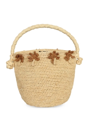 Alanui crochet-knit palm-tree bucket bag - Neutrals