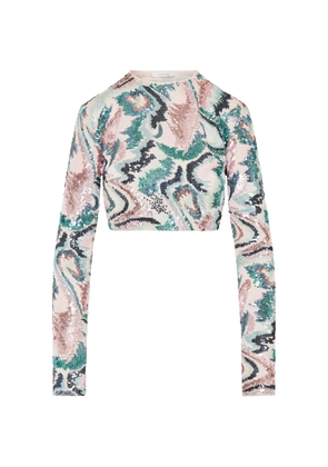 Rabanne sequin-embellished abstract-print T-shirt - Pink